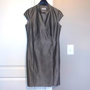 Calvin Klein silver/gray wrap dress size 10